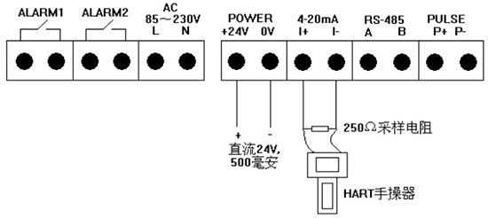 煙氣流量表四線製4-20mA接線圖