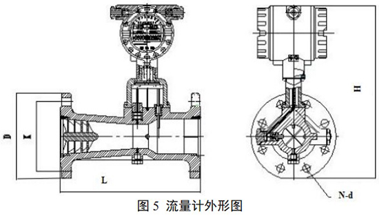 高壓旋進旋渦流（liú）量計（jì）外形圖