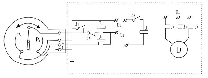 磁助式（shì）電接點壓力表電氣電路連接示意圖（tú）