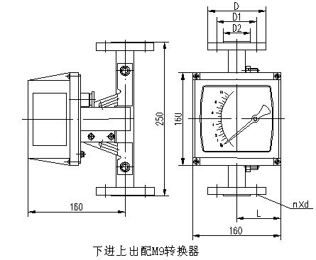 數顯金（jīn）屬管（guǎn）浮子流量計外形尺寸圖（tú）