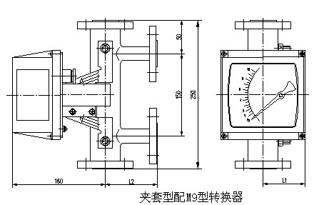 數顯金屬管浮子（zǐ）流量計外形尺寸圖